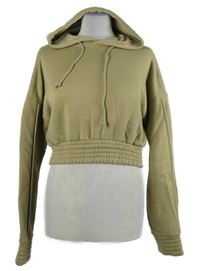 Dámska béžová crop mikina s kapucňou PrettyLittle Thing