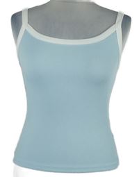 Dámsky světlemodro-biely rebrovaný crop top Shein