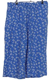 Dámske modré kvetované culottes nohavice Laura Torelli