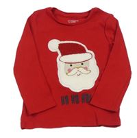 Červené rebrované tričko so Santa Clausem Primark