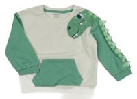 Bielo-zelená mikina s dinem Primark