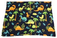 Tmavomodrá chlpatá deka s dinosaurami