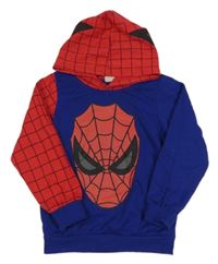 Modro-červená lehká mikina se Spidermanem a kapucí