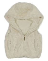 Světlebéžová kožešinová podšitá vesta s kapucí Nutmeg