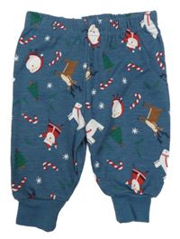 Tmavomodré tepláky s vánočním motívom Primark