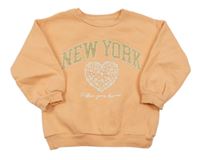 Neónově oranžová mikina s nápisom a srdiečkom Matalan