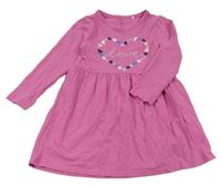 Ružové bavlnené šaty so srdiečkami a nápisom Name it