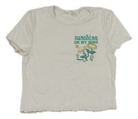 Bílé crop tričko s kytičkami a nápisem H&M