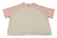Smetanovo-ružové crop tričko H&M