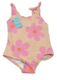 Nové - světlerůžové květinové plavky 