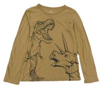 Hnědé triko s dinosaury H&M