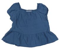 Tmavomodrý crop top s volány H&M