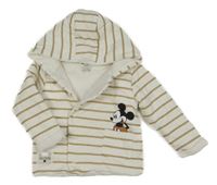 Smetanová pruhovaná propínací mikina s Mickey a kapucí Primark