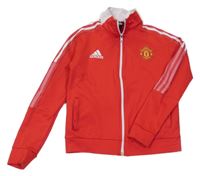 Červeno-bílá propínací mikina s logy Adidas