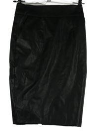 Dámska čierna koženková púzdrová sukňa so zipsom River Island vel. 32