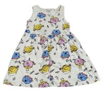 Biele bavlnené šaty s potiskem Mr. Men