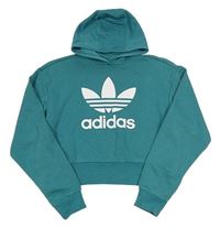 Zelená crop mikina s kapucí Adidas
