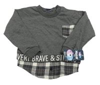 Nové - Tmavosivá mikina s vreckom a košilí