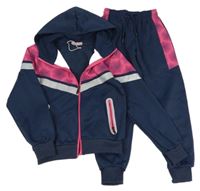 2set - Tmavomodro-fuchsiová tepláková souprava