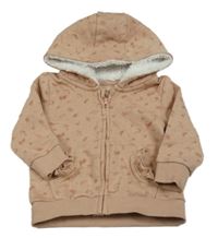 Světlerůžová propínací mikina s listy a kapucí Primark