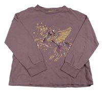 Starofialová mikina s jednorožcom a flitrami Next