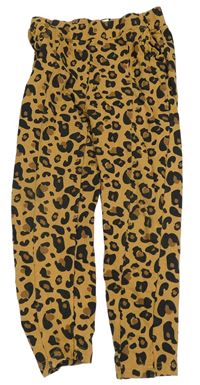 Medovo-hnedo-čierne vzorované tepláky s volánikmi CRAFTED