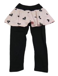 Černé capri legíny se světlerůžovou sukní a srdíčky