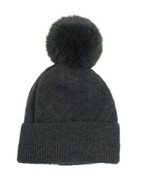 Tmavošedá čepice s bambulí 