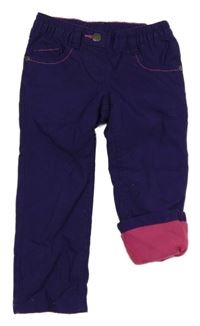 Fialové plátěné zateplené kalhoty Lupilu