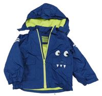 Tmavomodrá šusťáková jarní bunda s dinem a kapucí Pocopiano