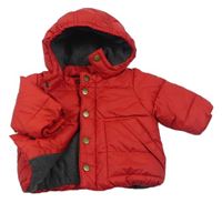 Červená prešívaná šušťáková zimná bunda s kapucňou GAP