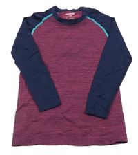 Vínovo-tmavomodré melírované thermo tričko POCOPIANO