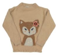 Pudrový chlupatý svetr s liškou C&A