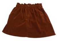 Hnědá sametová žebrovaná sukně Zara