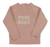 Svetloružový sveter s nápisom Tu