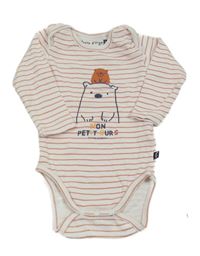 Bílo-oranžové pruhované body s medvídkem