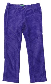 Fialové žebrované sametové tregíny Benetton