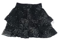 Čierna šifónová sukňa s kvietkami