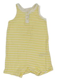 Bielo-žltý pruhovaný kraťasový overal Impidimpi