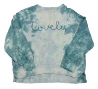 Modro-biela batikovaná mikina s nápisom Next