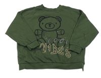 Khaki oversize mikina s medvědem Next