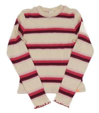 Světle-tmavoružové pruhované rebrované tričko