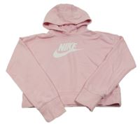 Růžová crop mikina s logem a kapucí Nike