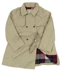 Béžový šušťákový jarný kabát s opaskom Zara