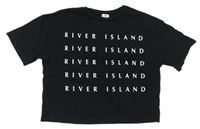 Čierne crop tričko s logy River Island