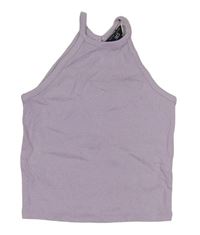 Levandulový rebrovaný crop top New Look