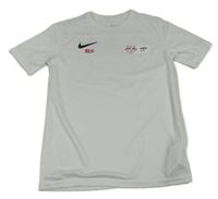 Bílý fotbalový dres s logem a nápisem Nike 