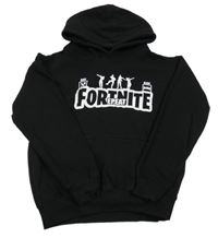 Černá mikina s logem a kapucí - Fortnite Famona 