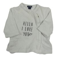 Biela zamatová prepínaci mikina s nápisom Kiabi