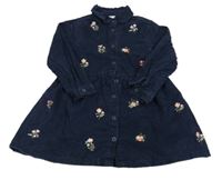 Tmavomodré menšestrové prepínaci šaty s kvietkami F&F